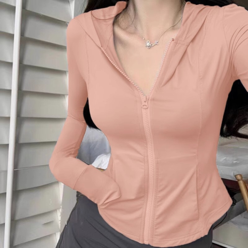 A5212 Korean style ice silk breathable hooded sun protection clothing for women in summer slimming casual versatile cardigan jacket fashion