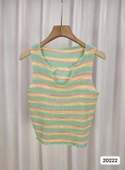 Summer New Girl Style Color Striped Bamboo Edge Slimming Tank Top