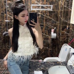 Stunning New Chinese Style Collared Top for Women - Summer New Arrival Lightweight Luxury High-End Charming and Ethereal Princess Backless Top