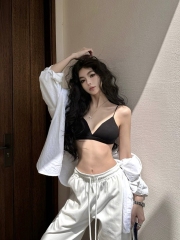 Actual summer sexy spicy girl style low center back invisible strapless triangle cup underwear small breast shaping bra