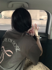 Real shot Loose T-shirt with bow print on the back