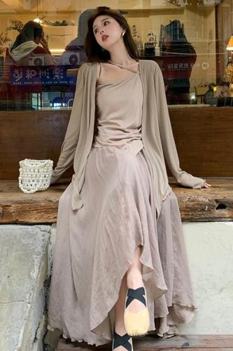 夏季大码女装新中式大码套装中国风大码女装三件套复古A字裙套装