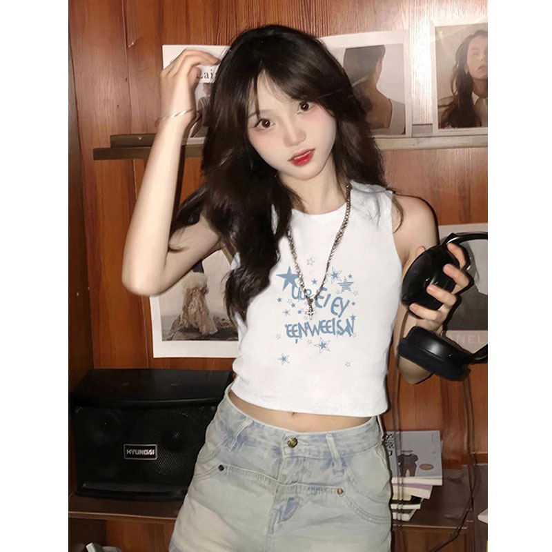 官圖 210克後包條 春夏季修身短款背心無袖t恤女