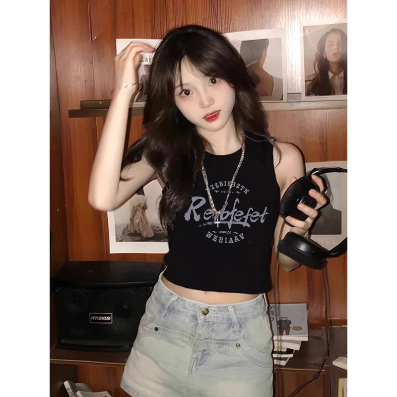 210克後包條 春夏季修身短款背心無袖t恤女