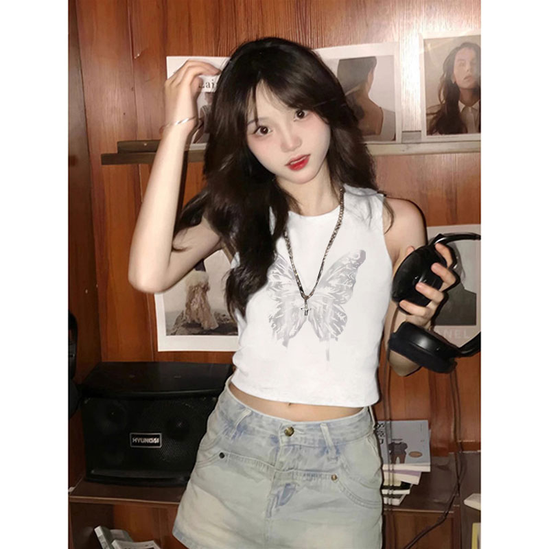 210克後包條 春夏季修身短款背心無袖t恤女