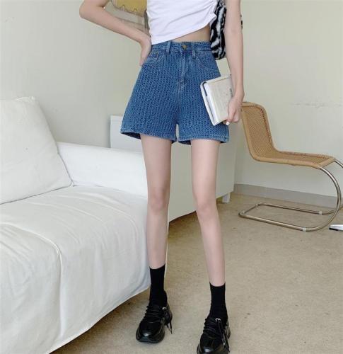 Internet celebrity a-line denim shorts for women 2024 new summer high-waisted versatile loose Korean style thin casual student hot pants
