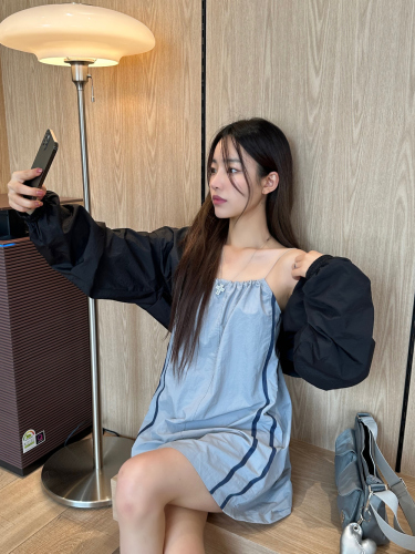 韩国chic春夏 设计感 尼龙 宽松 短款长袖外套女夹克 防晒衣