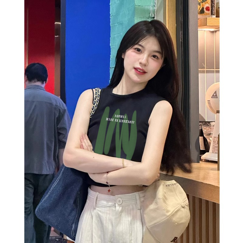 210克後包條 春夏季修身短款背心無袖t恤女