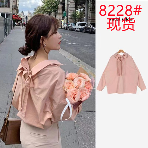 Spring and Autumn Chic Shirt Women's Design Niche Back Strap Discreet and Versatile Tops Sweet and Age-Reducing