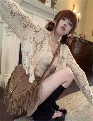 Lace Hollow Knitted Cardigan Women 2024 Summer New Style Strap Dress Outer Sunshade Shirt Air Conditioning Shirt Small Jacket 