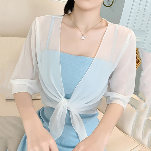 New summer sun protection clothing, small shawl, summer outer wear, short sun protection cardigan, chiffon top, thin and versatile for women