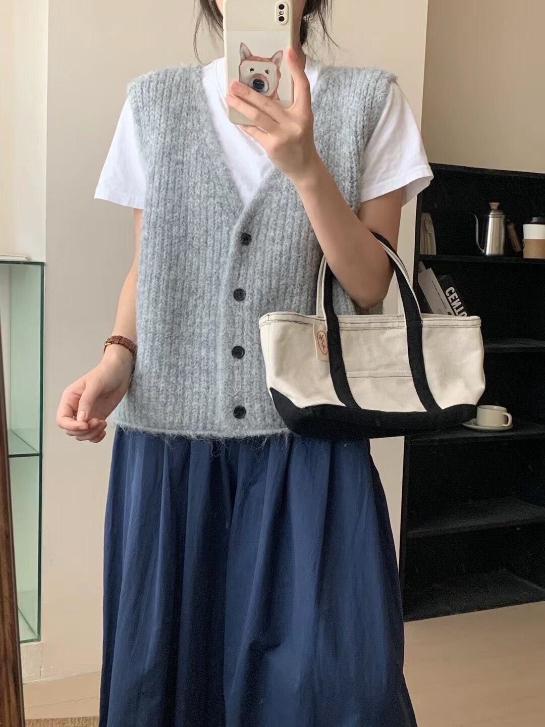 Chic Lady Style Coarse Wool Cardigan 2024 Autumn New Arrival Korean Version Versatile Layering Sleeveless Top