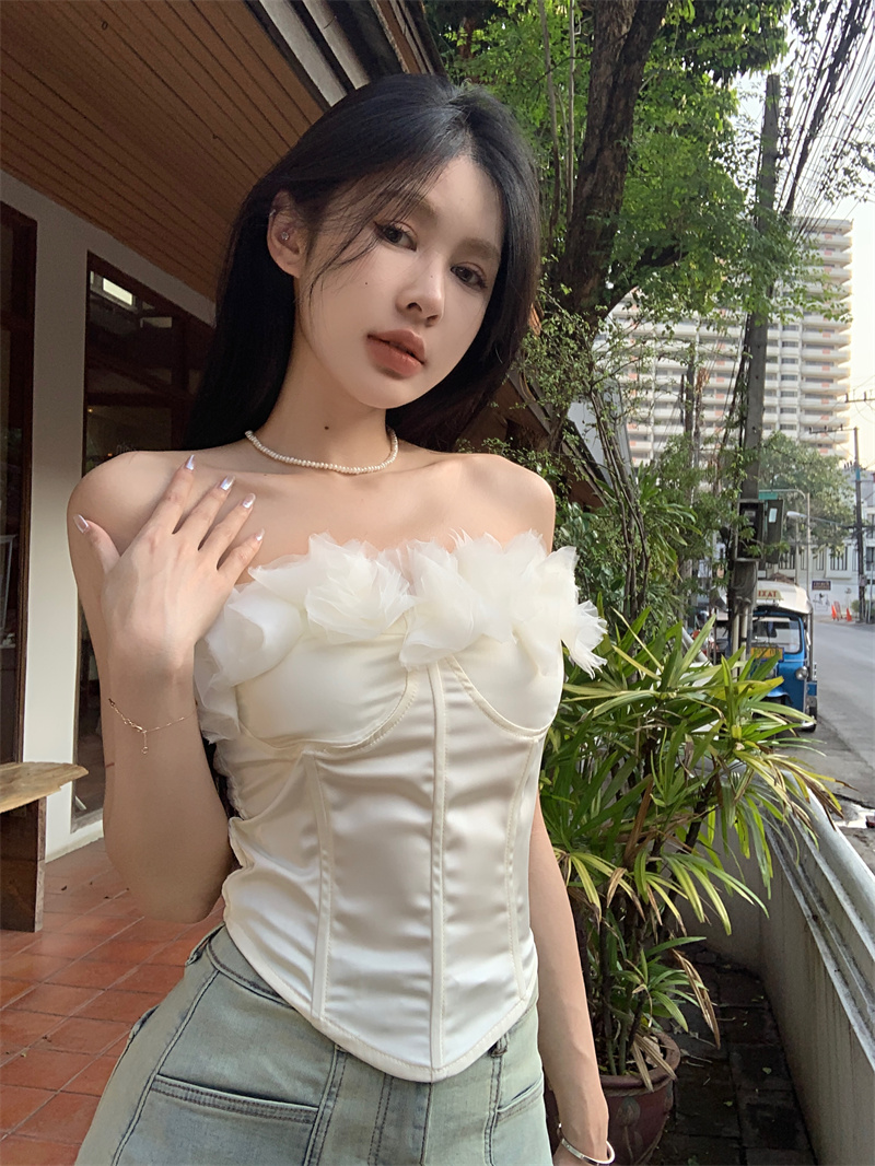 熱辣風上衣早春法式純欲風花邊辣妹短款抹胸女裹胸實拍