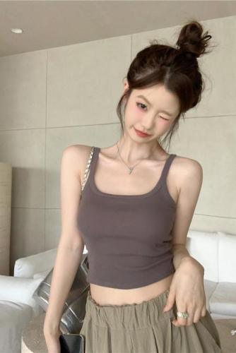 Actual shot~Spring and summer new style~Camisole women's outer wear with padded bra, beautiful back underwear, sleeveless top