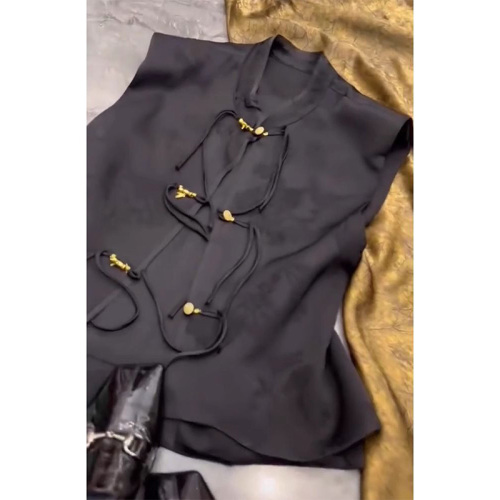 新中式女装中国风高级感黑色醋酸上衣半身裙两件套装夏季2024新款