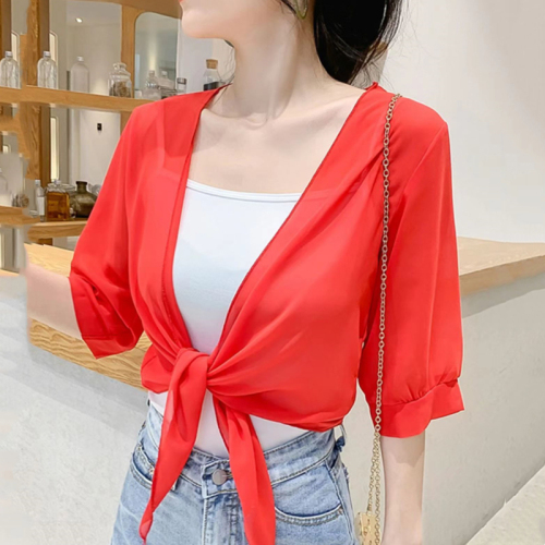 New summer sun protection clothing, small shawl, summer outer wear, short sun protection cardigan, chiffon top, thin and versatile for women