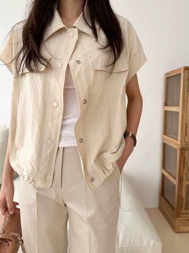 韩国chic夏季新款复古设计感小众工装马甲外套女
