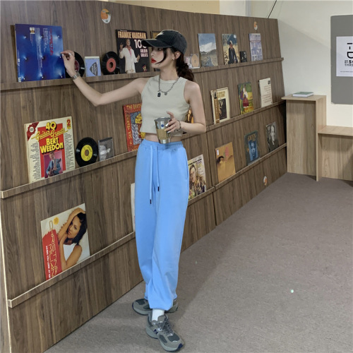 Milk silk American round neck slimming navel-baring short outer vest hot girl suspender top