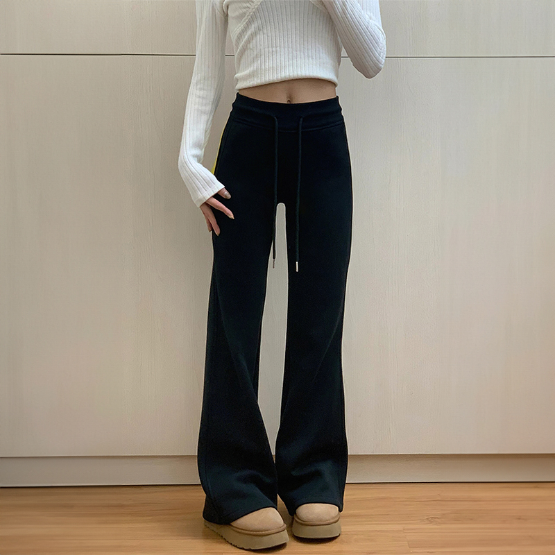 Women's Deep Gray Micro-Angle Casual Pants 2024 Spring New Style High-Waisted Elastic Slimming Sports Lounge Pants Trend