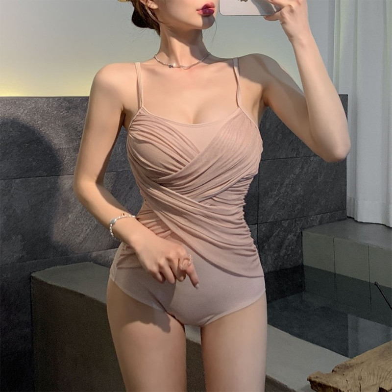 韓國新款女士連體泳衣性感鏤空露背修身顯瘦辣妹泡溫泉泳