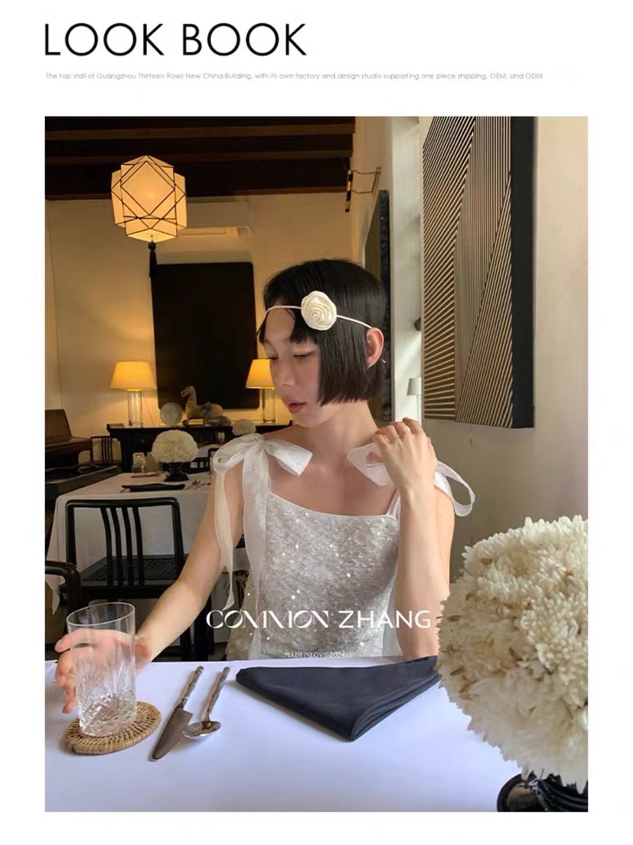 CZ早春2024韓系新款法式小眾甜美風氣質百搭閃閃亮片吊帶小衫女