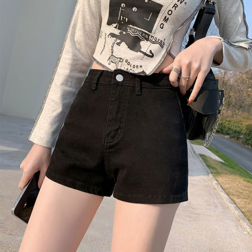 Ins style hot girl denim shorts for women in summer versatile high waist slim sexy straight slim stretch a line hot pants trendy