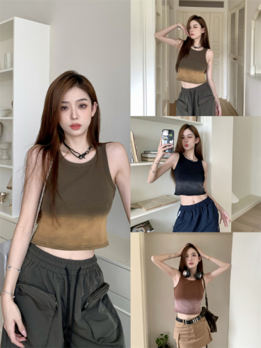 Real shot ~ hot girl short gradient color camisole top
