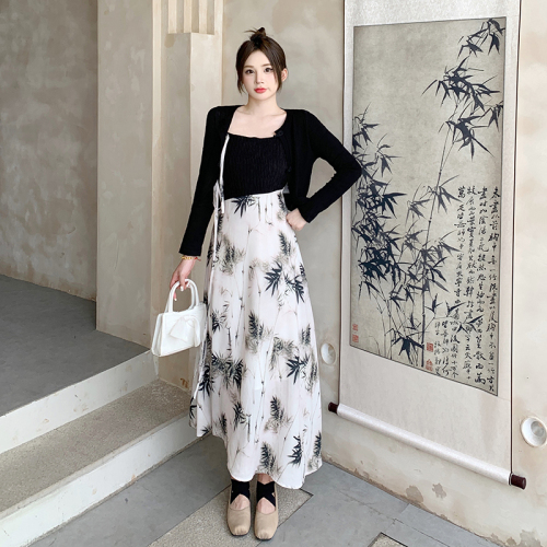 Actual shot ~ 2024 new summer style fat mm new Chinese style national style long suspender dress lady H-shaped large size long skirt