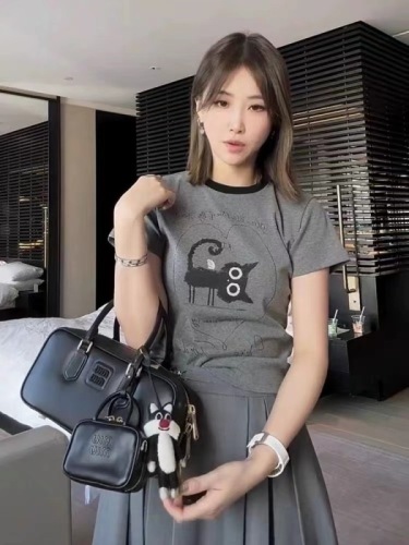 New Style Bow Short Sleeve T-Shirt for Women 2024 Summer Korean Style Slim Sweet Spicy Versatile Top