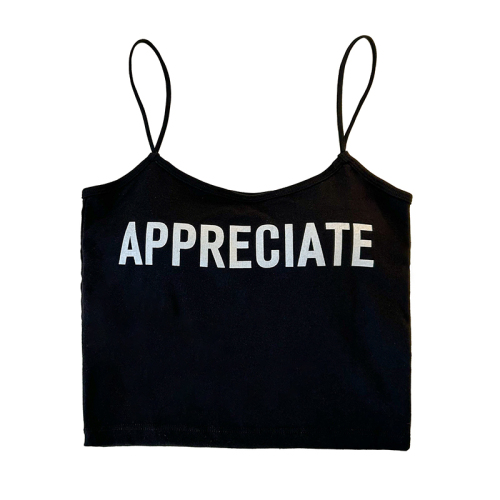 Actual shot of Korean-style versatile bottoming halter top for women without steel rings with chest pad and letter print short vest