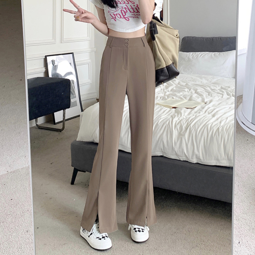 Real shot!!  2024 Slit Two Button Suit Pants Women's Slim Versatile High Waisted Loose Draping Floor-Mopping Pants