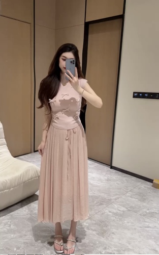 Nana~Sweet age-reducing bow-knot waist top for women in summer, loose, casual, versatile skirts and pants, fashionable two-piece set