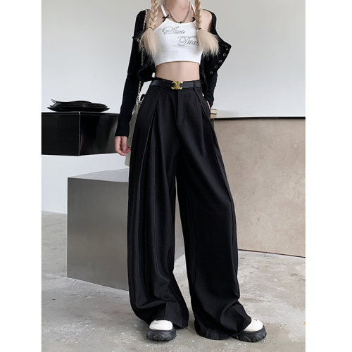 Real shot!  !  2024 loose design suit pants casual pants women's wide leg pants high waist drape floor mopping pants