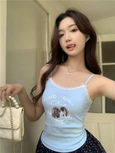 Actual shot~Summer new style printed lace camisole hot girl vest for women