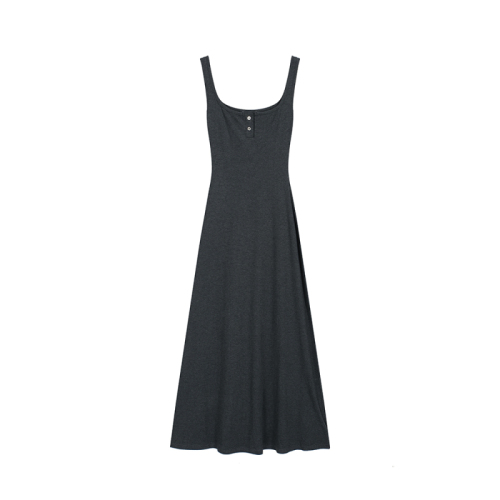 Actual shot of 2024 summer new camisole dress for women with button design, elegant and high-end dress