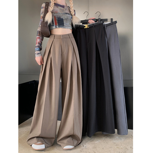 Real shot!  !  2024 loose design suit pants casual pants women's wide leg pants high waist drape floor mopping pants