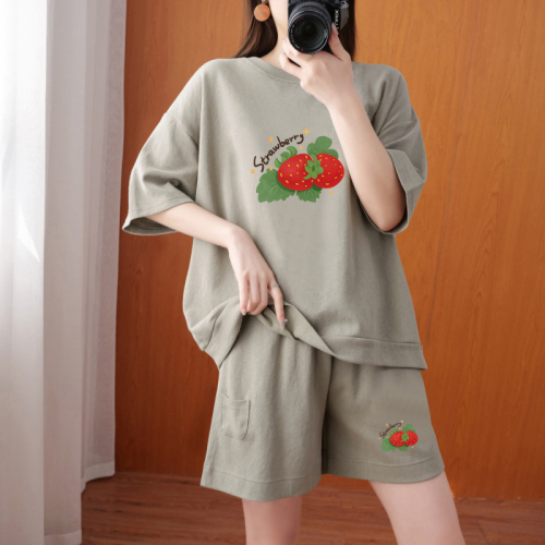 夏季新款运动风套装女韩版宽松大码时尚休闲短袖短裤两件套潮