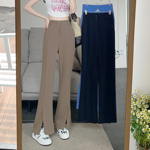 Real shot!!  2024 Slit Two Button Suit Pants Women's Slim Versatile High Waisted Loose Draping Floor-Mopping Pants