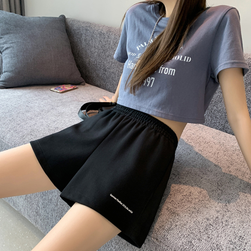 Real shot sports shorts for women summer ins trendy bf style casual students high waist mid pants running loose five-point pants
