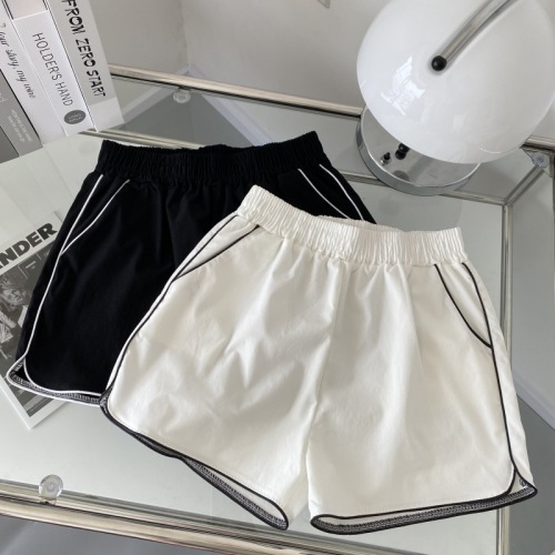 Actual shot of Korean style high waist elastic waist loose sports all-match shorts cotton casual hot pants straight pants