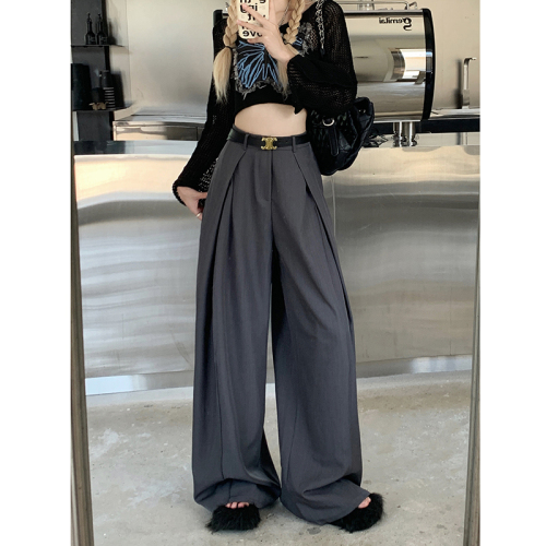 Real shot!  !  2024 loose design suit pants casual pants women's wide leg pants high waist drape floor mopping pants