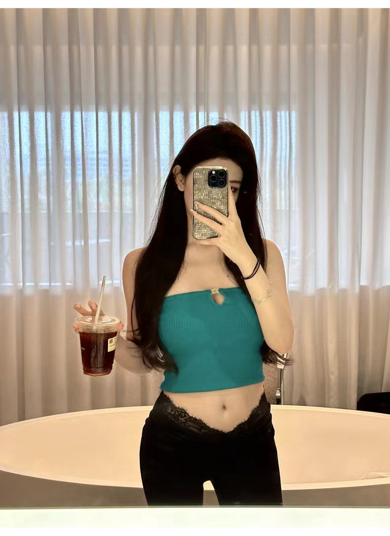 F PROJECT with Tiger Balm four-color knitted tube top for women's outer wear