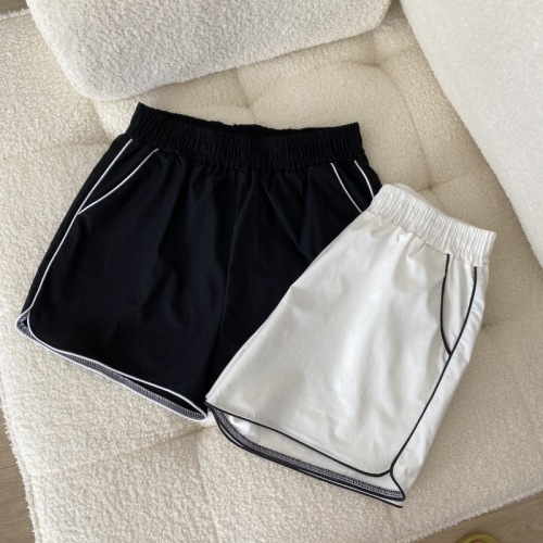 Actual shot of Korean style high waist elastic waist loose sports all-match shorts cotton casual hot pants straight pants