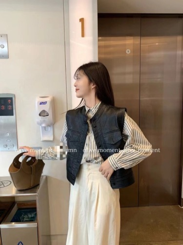 秋季新款韩国小众高级感立领皮马甲女短款马夹外套时髦机车服