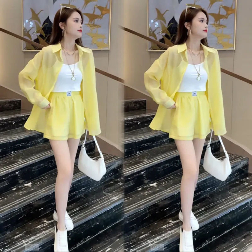 2024 new summer women's clothing fashionable street high-end foreign style thin style temperament age-reducing shirt two-piece set