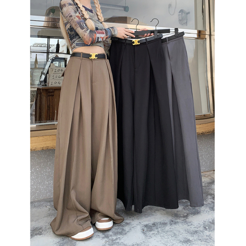 Real shot!  !  2024 loose design suit pants casual pants women's wide leg pants high waist drape floor mopping pants