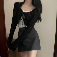 Real shot of new summer sun protection shirt, thin chiffon shirt, long-sleeved cardigan, short top