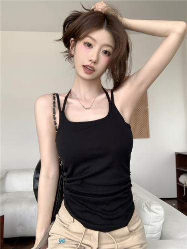 Actual shot ~ Spring and summer new style ~ Halter neck camisole, feminine hot girl bottoming, waist-cinching top, breast pads