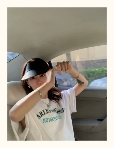 韩国chic夏季新款圆领字母宽松百搭短袖T恤上衣女