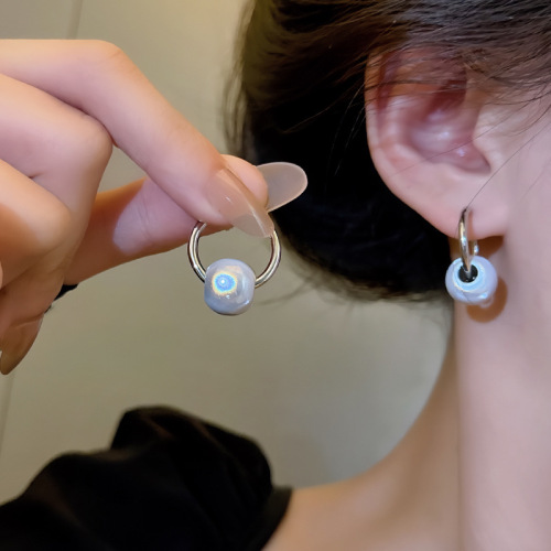925 silver needle high-end design brushed hoop earrings for women ins fashion versatile temperament internet celebrity same style earrings earrings